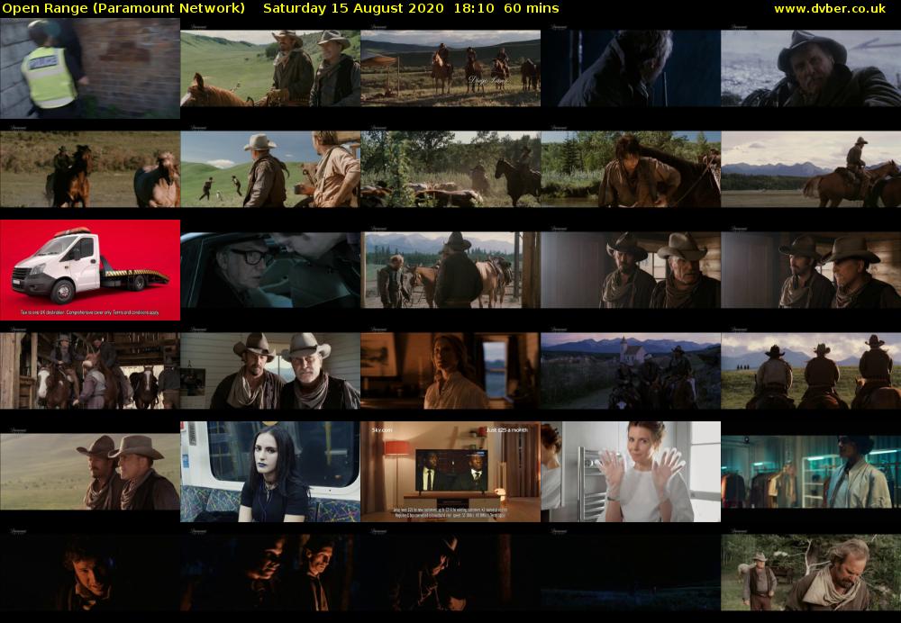 Open Range (Paramount Network) Saturday 15 August 2020 18:10 - 19:10