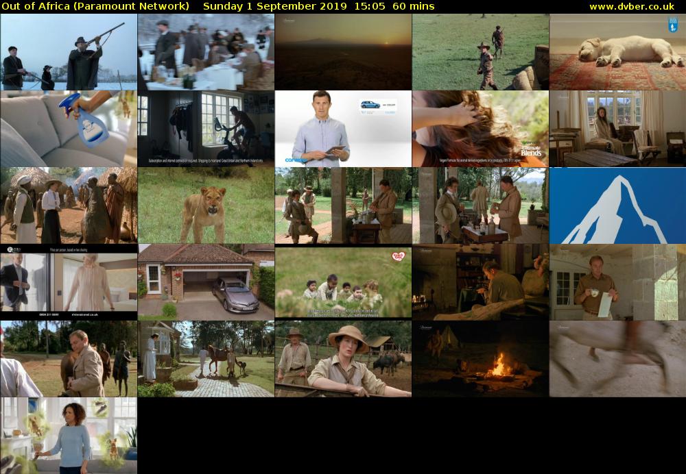 Out of Africa (Paramount Network) Sunday 1 September 2019 15:05 - 16:05