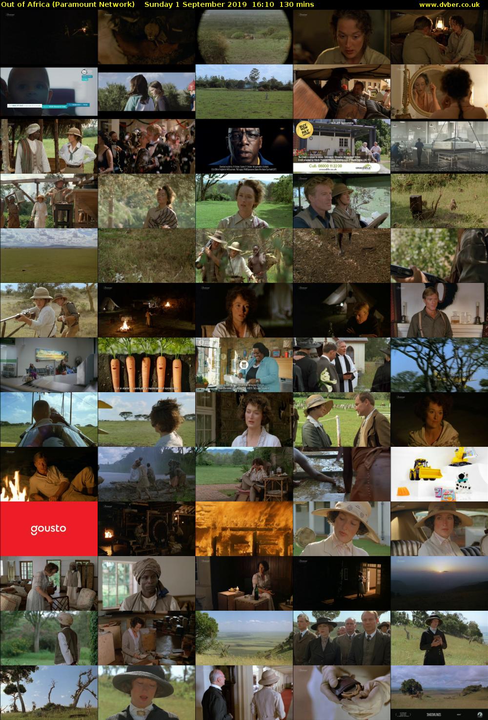 Out of Africa (Paramount Network) Sunday 1 September 2019 16:10 - 18:20