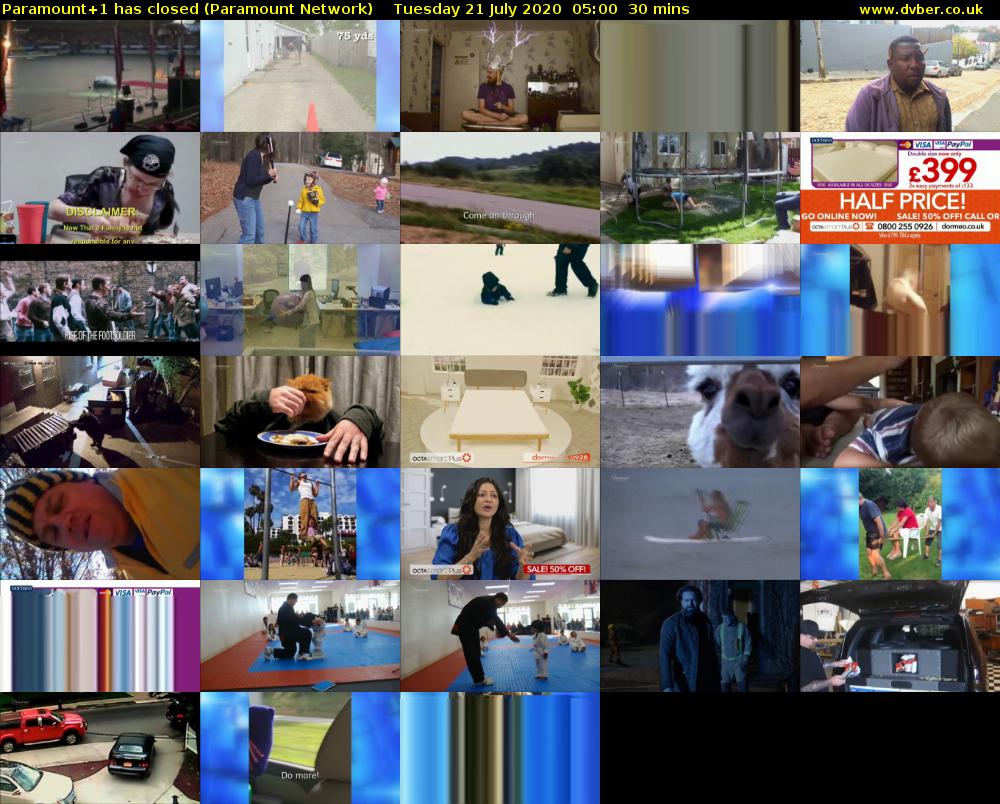 Paramount+1 has closed (Paramount Network) Tuesday 21 July 2020 05:00 - 05:30