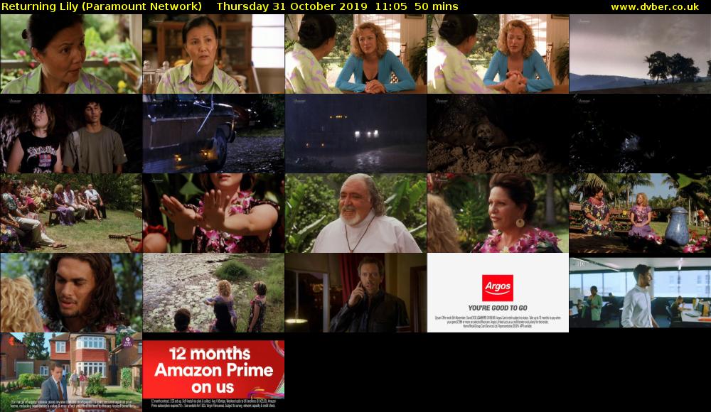 Returning Lily (Paramount Network) Thursday 31 October 2019 11:05 - 11:55