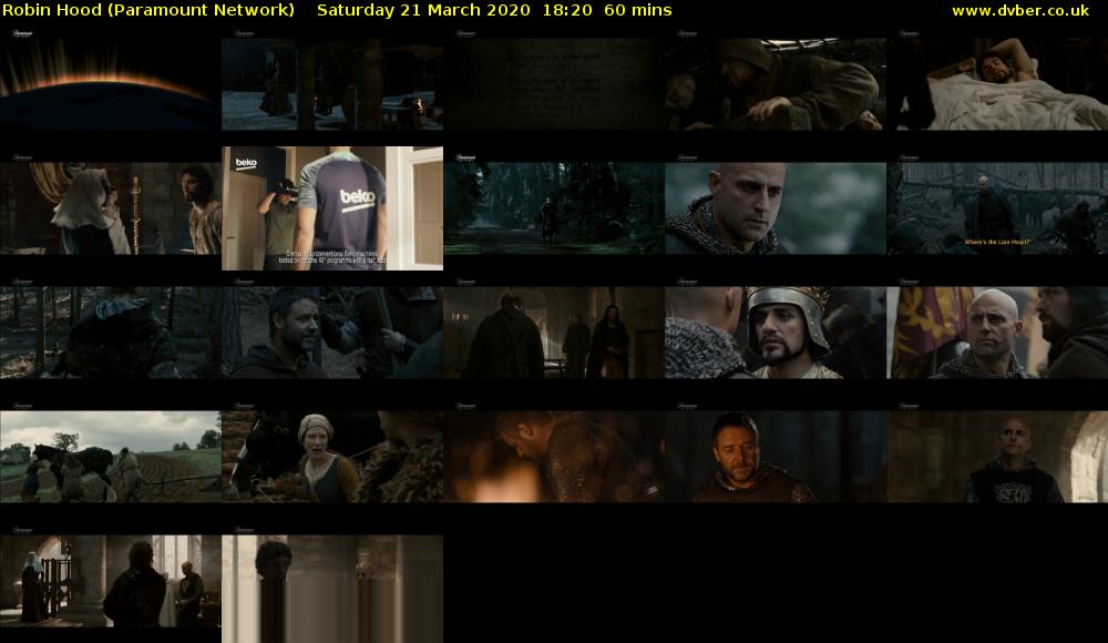 Robin Hood (Paramount Network) Saturday 21 March 2020 18:20 - 19:20