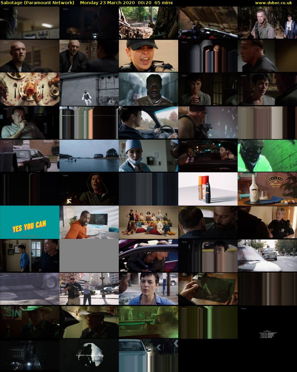 Sabotage (Paramount Network) Monday 23 March 2020 00:20 - 01:25