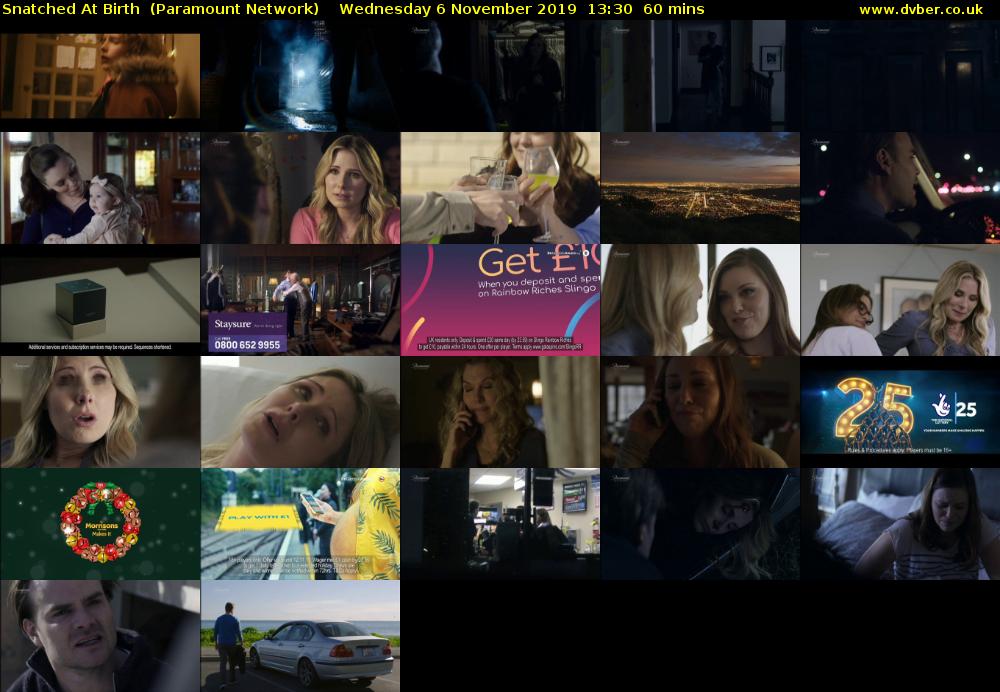 Snatched At Birth  (Paramount Network) Wednesday 6 November 2019 13:30 - 14:30