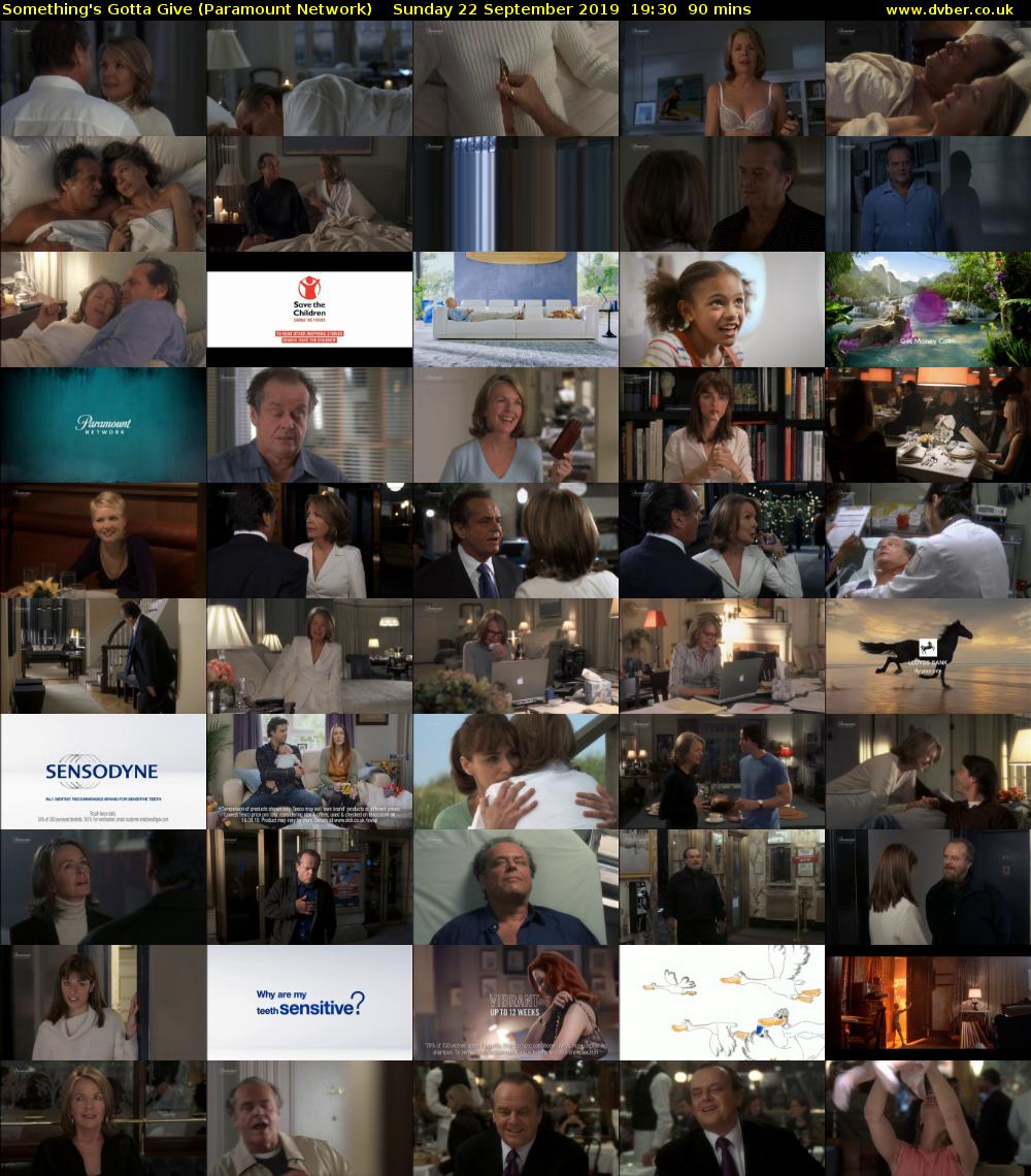 Something's Gotta Give (Paramount Network) Sunday 22 September 2019 19:30 - 21:00