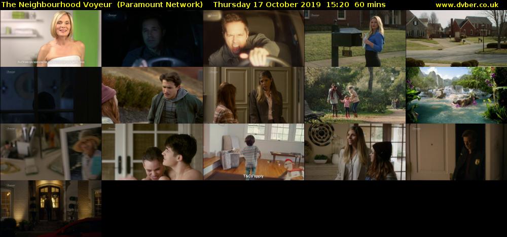 The Neighbourhood Voyeur  (Paramount Network) Thursday 17 October 2019 15:20 - 16:20