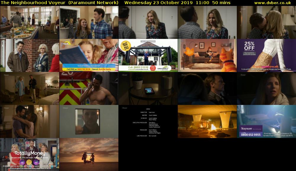 The Neighbourhood Voyeur  (Paramount Network) Wednesday 23 October 2019 11:00 - 11:50
