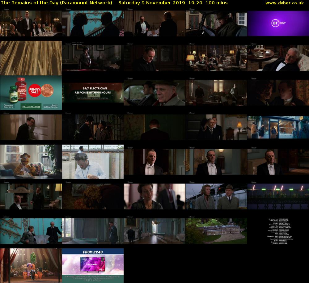 The Remains of the Day (Paramount Network) Saturday 9 November 2019 19:20 - 21:00