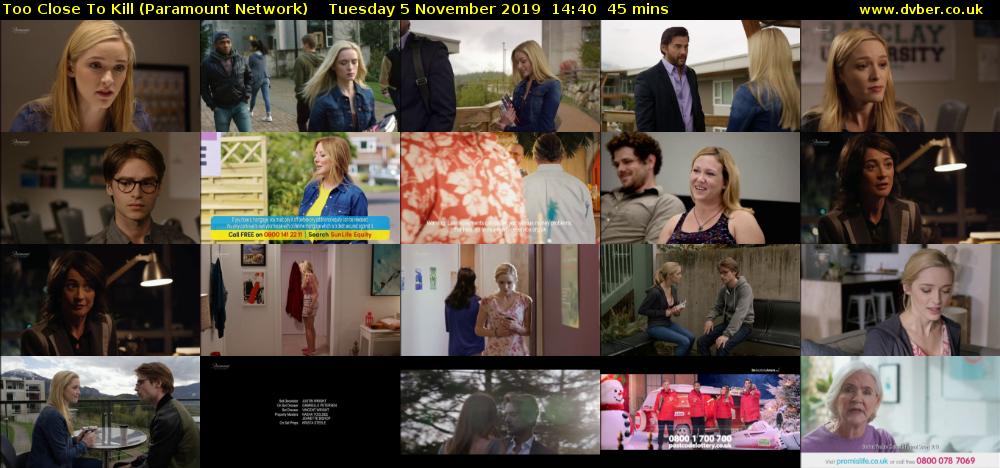 Too Close To Kill (Paramount Network) Tuesday 5 November 2019 14:40 - 15:25