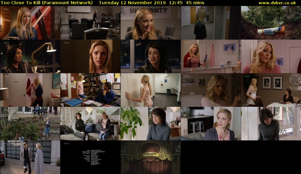 Too Close To Kill (Paramount Network) Tuesday 12 November 2019 12:45 - 13:30