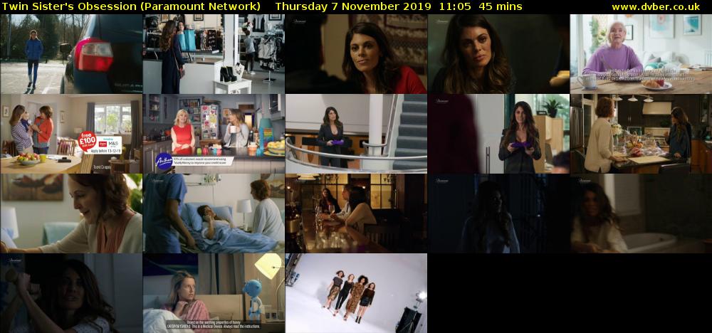 Twin Sister's Obsession (Paramount Network) Thursday 7 November 2019 11:05 - 11:50