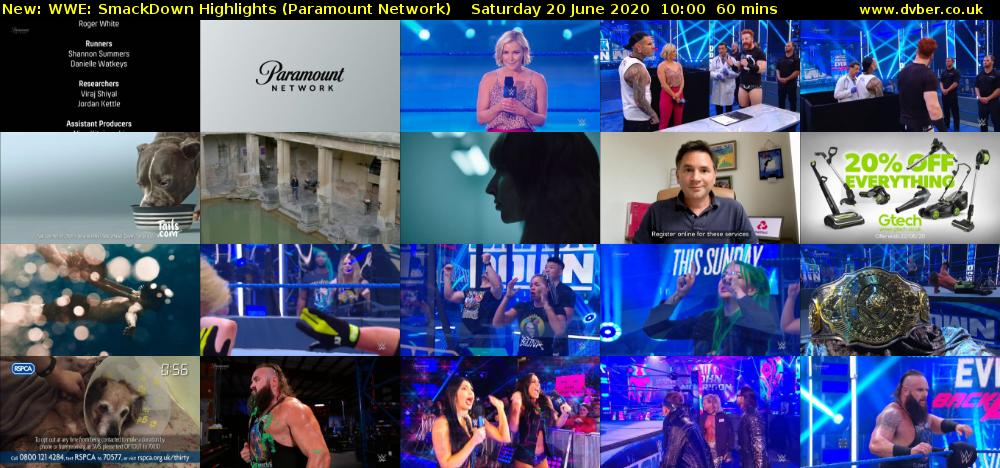 WWE: SmackDown Highlights (Paramount Network) Saturday 20 June 2020 10:00 - 11:00