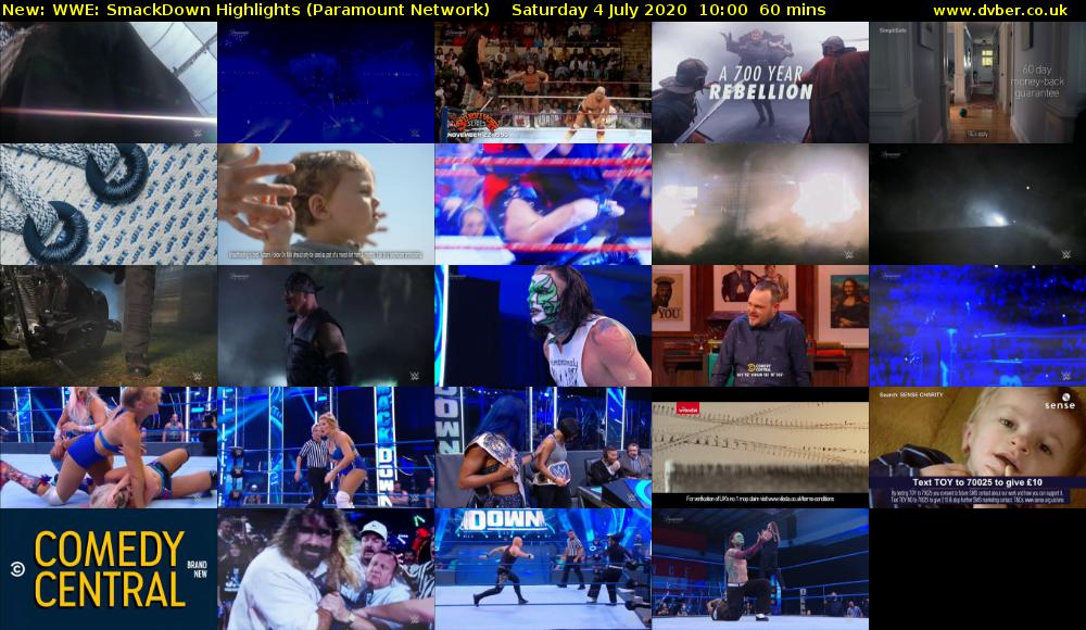 WWE: SmackDown Highlights (Paramount Network) Saturday 4 July 2020 10:00 - 11:00