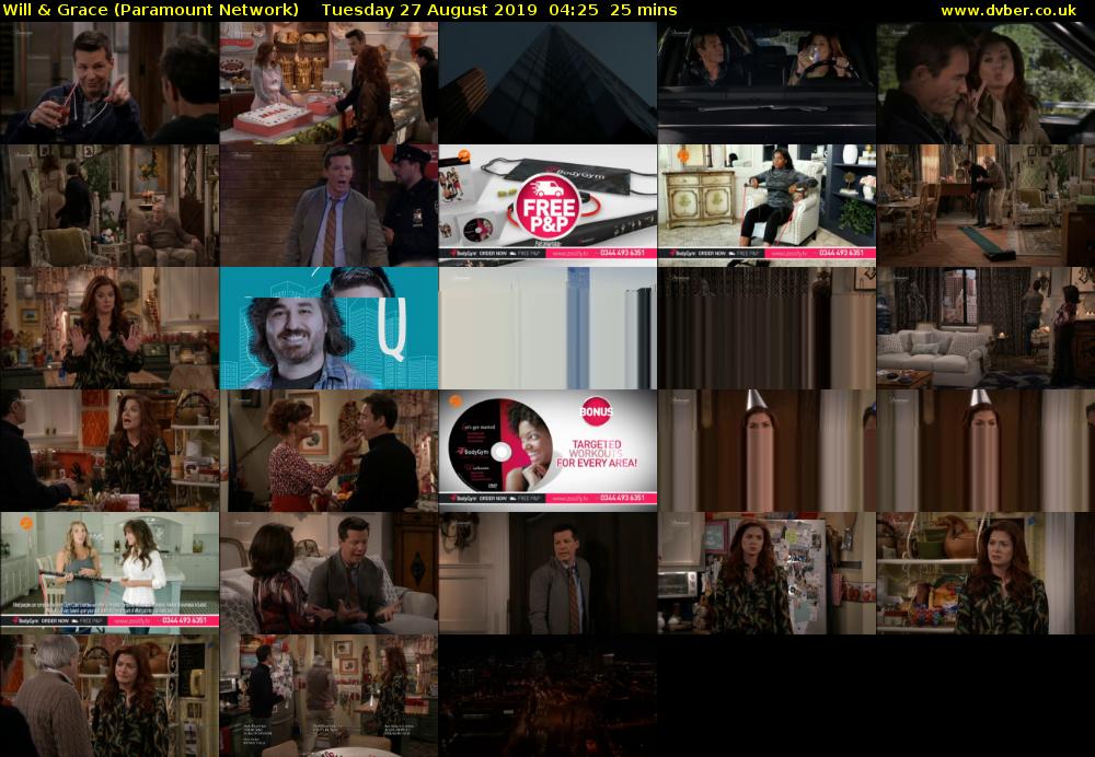 Will & Grace (Paramount Network) Tuesday 27 August 2019 04:25 - 04:50
