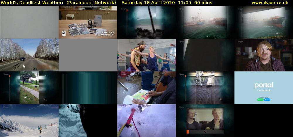 World's Deadliest Weather:  (Paramount Network) Saturday 18 April 2020 11:05 - 12:05