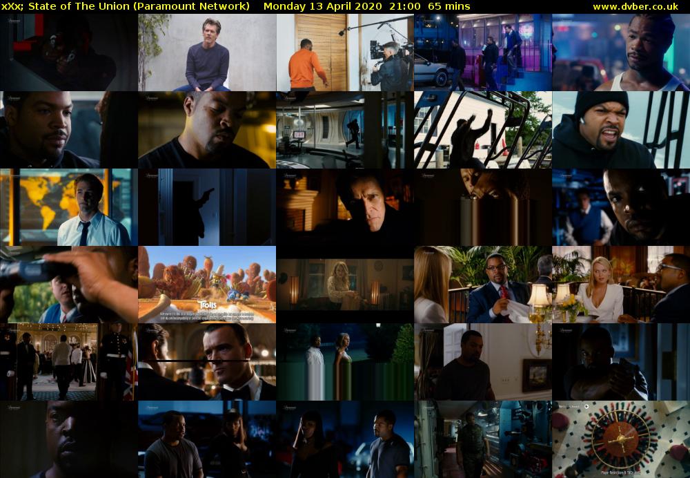 xXx; State of The Union (Paramount Network) Monday 13 April 2020 21:00 - 22:05