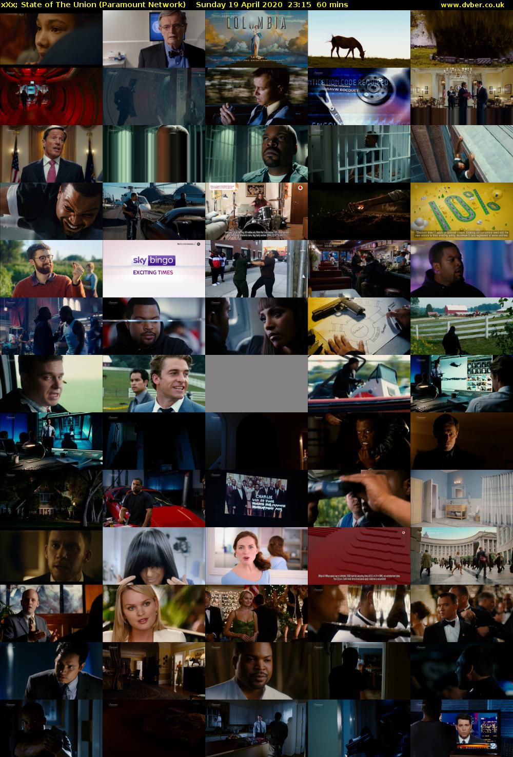 xXx; State of The Union (Paramount Network) Sunday 19 April 2020 23:15 - 00:15