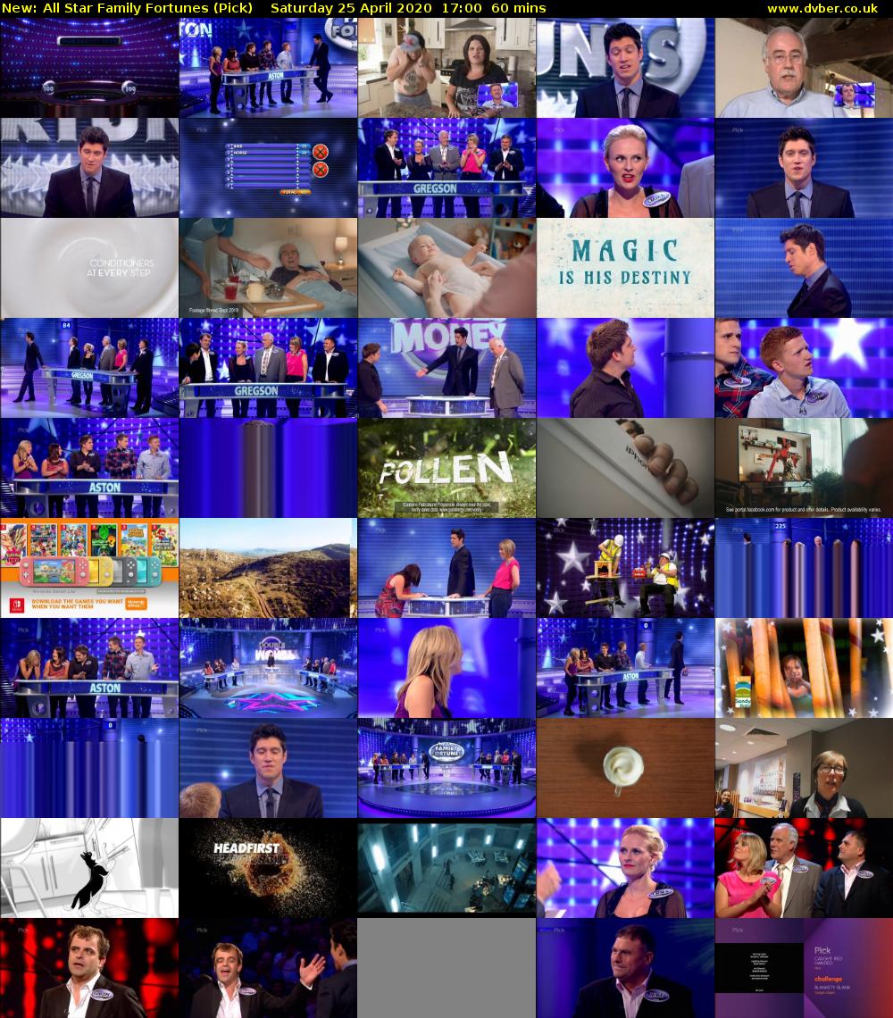 All Star Family Fortunes (Pick) Saturday 25 April 2020 17:00 - 18:00