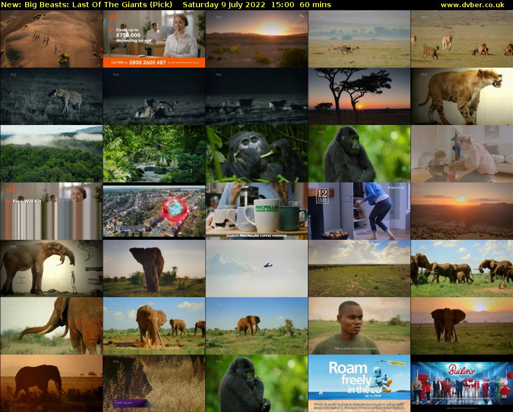Big Beasts: Last Of The Giants (Pick) Saturday 9 July 2022 15:00 - 16:00