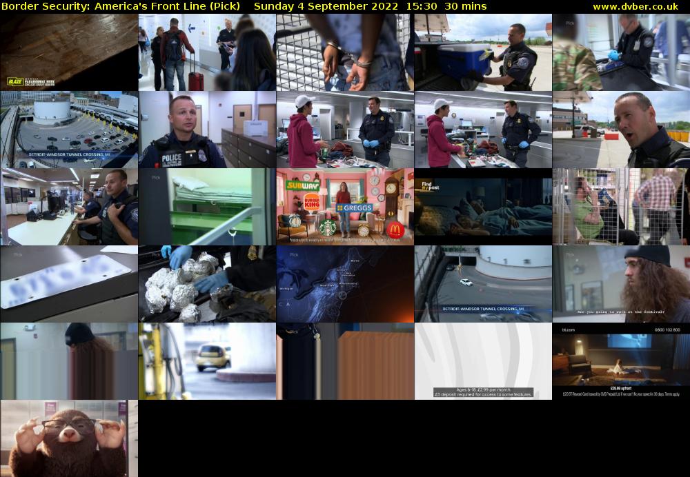 Border Security: America's Front Line (Pick) Sunday 4 September 2022 15:30 - 16:00