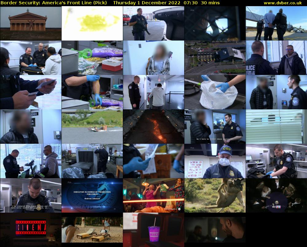 Border Security: America's Front Line (Pick) Thursday 1 December 2022 07:30 - 08:00