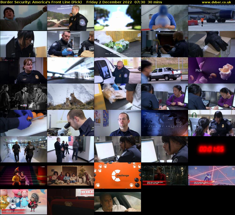 Border Security: America's Front Line (Pick) Friday 2 December 2022 07:30 - 08:00