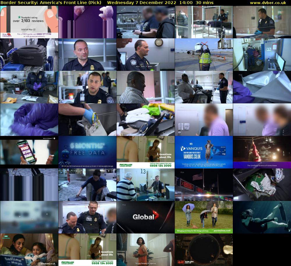 Border Security: America's Front Line (Pick) Wednesday 7 December 2022 14:00 - 14:30
