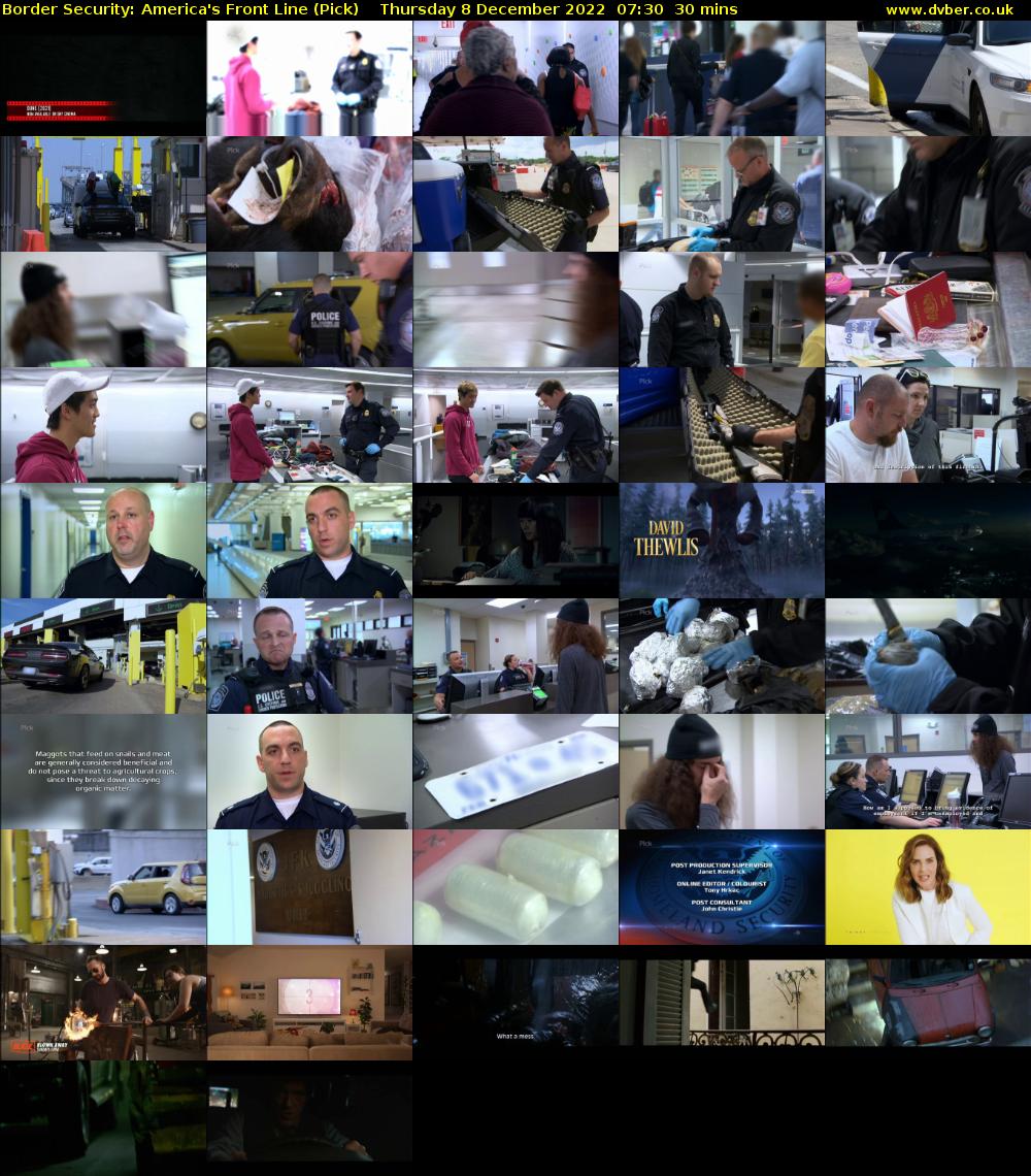 Border Security: America's Front Line (Pick) Thursday 8 December 2022 07:30 - 08:00