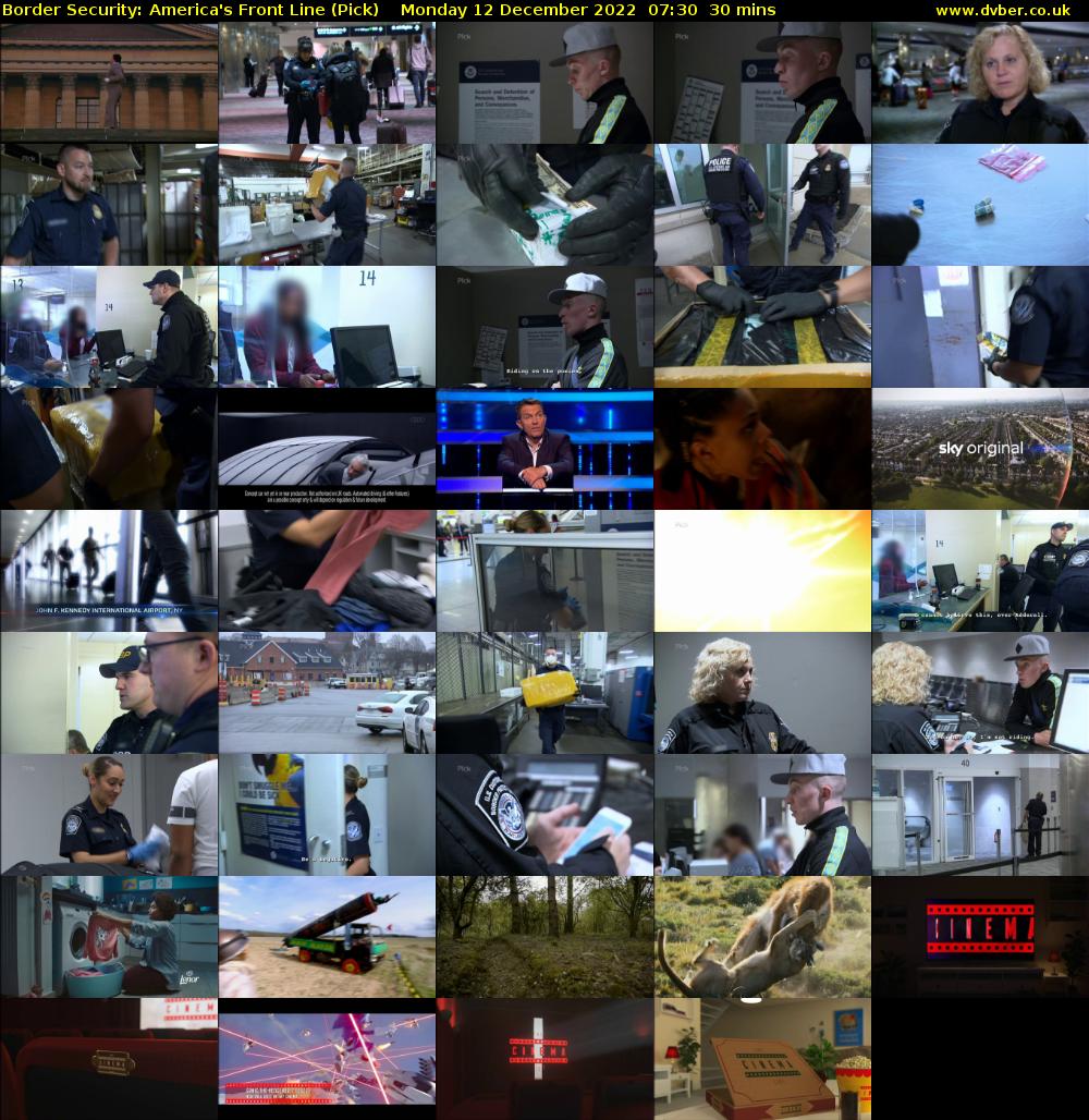 Border Security: America's Front Line (Pick) Monday 12 December 2022 07:30 - 08:00