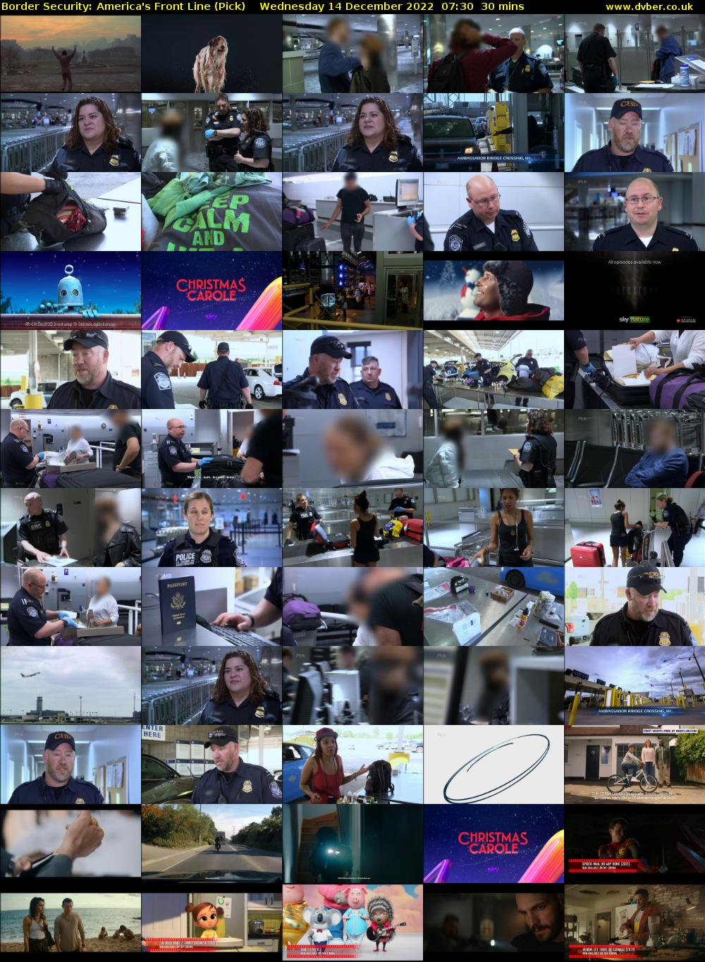 Border Security: America's Front Line (Pick) Wednesday 14 December 2022 07:30 - 08:00