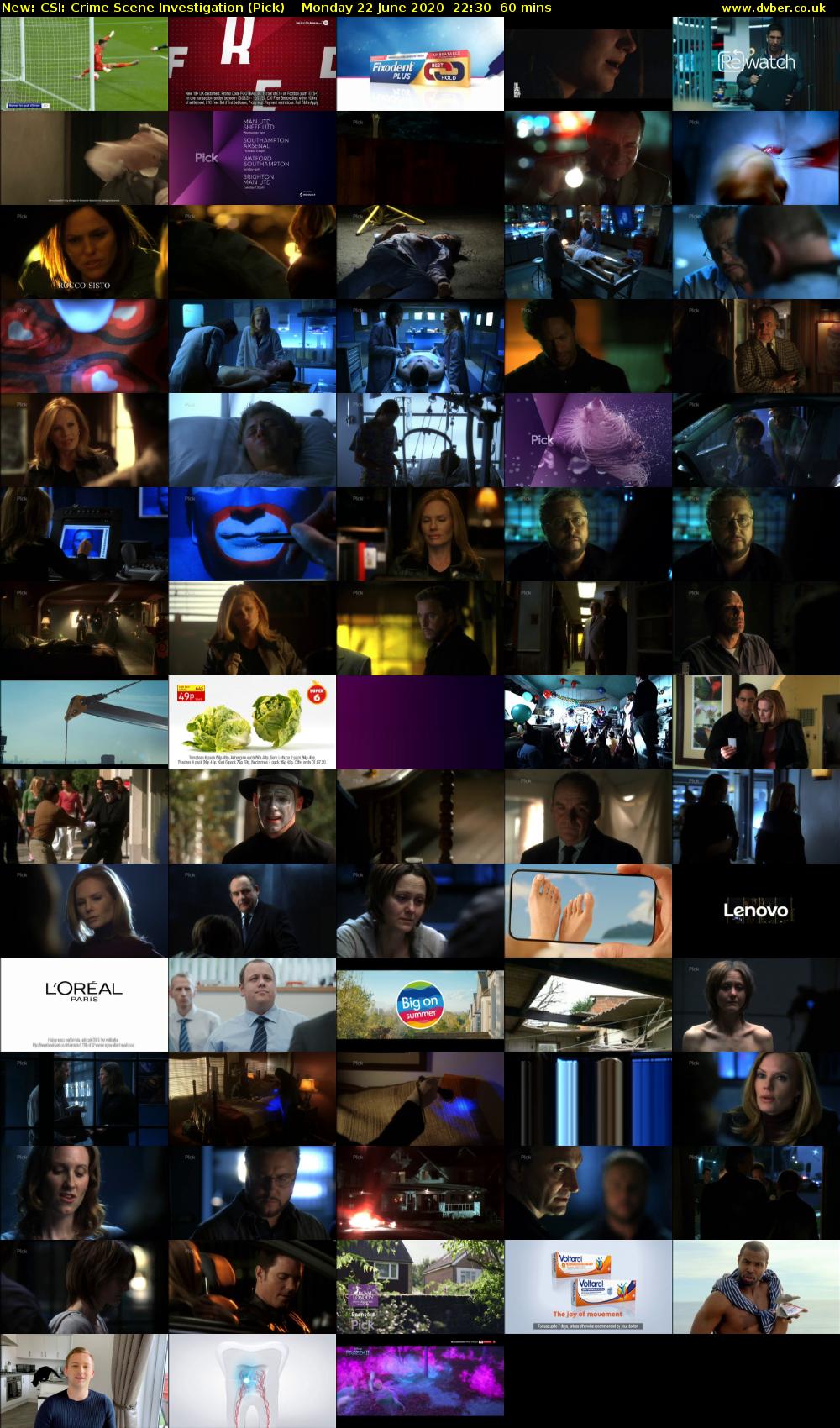 CSI: Crime Scene Investigation (Pick) Monday 22 June 2020 22:30 - 23:30