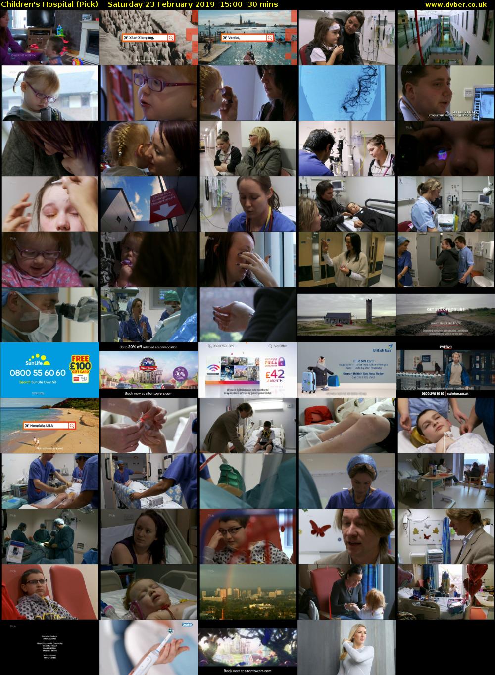 Children's Hospital (Pick) Saturday 23 February 2019 15:00 - 15:30