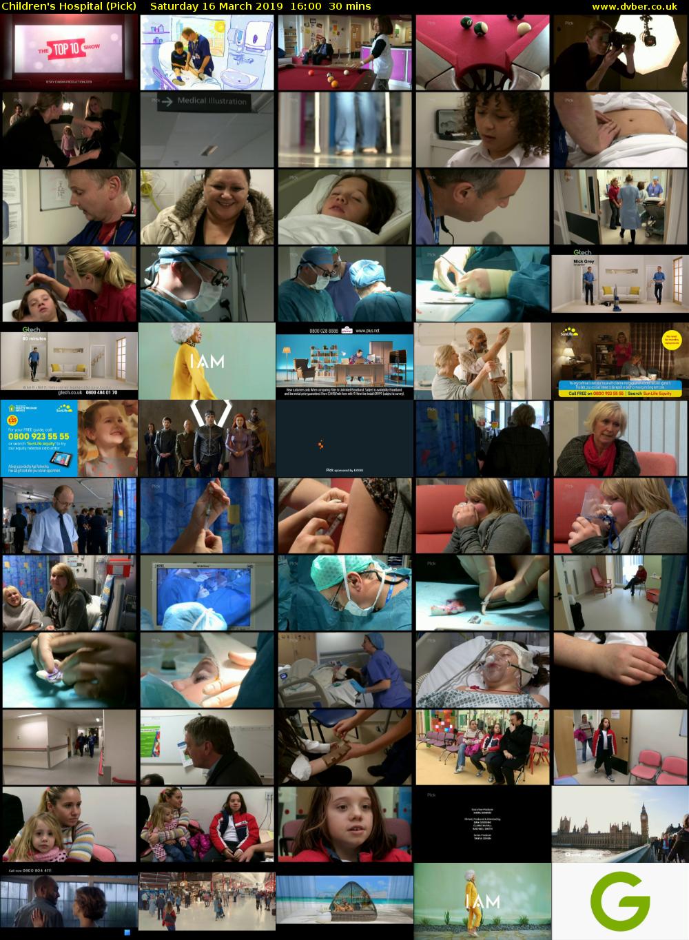 Children's Hospital (Pick) Saturday 16 March 2019 16:00 - 16:30