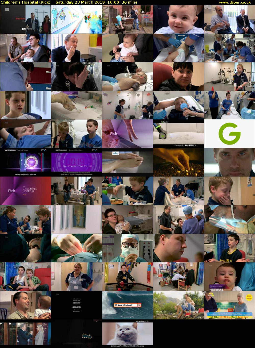 Children's Hospital (Pick) Saturday 23 March 2019 16:00 - 16:30