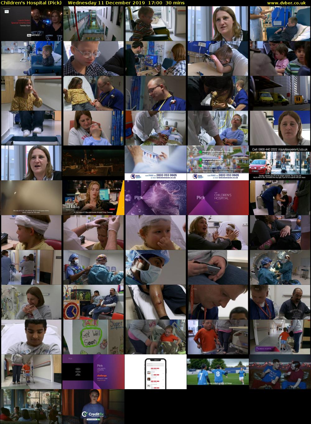 Children's Hospital (Pick) Wednesday 11 December 2019 17:00 - 17:30