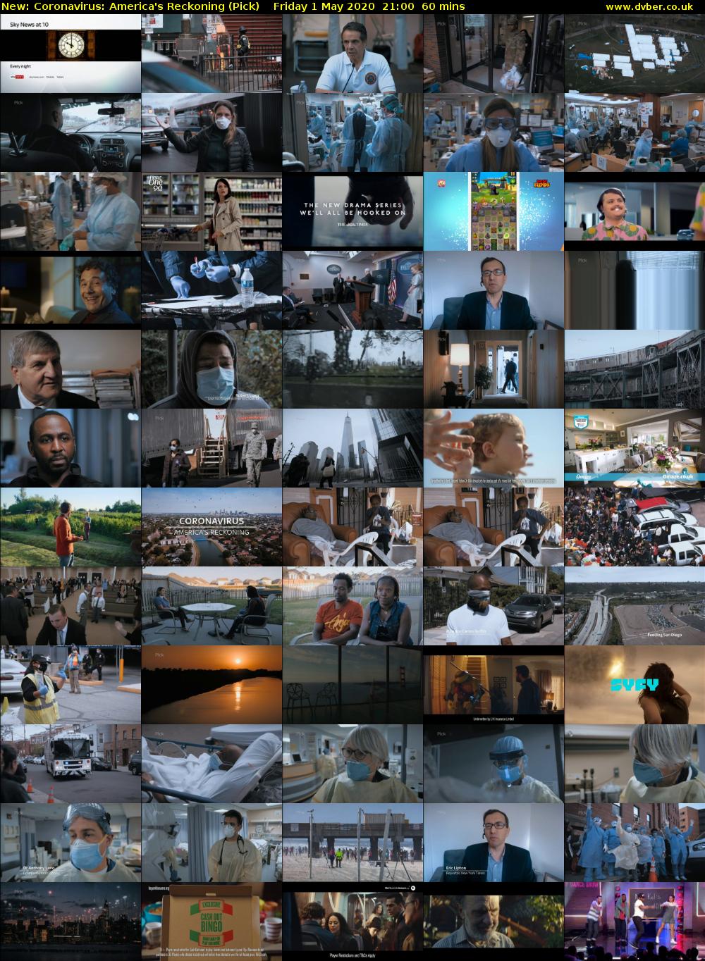 Coronavirus: America's Reckoning (Pick) Friday 1 May 2020 21:00 - 22:00