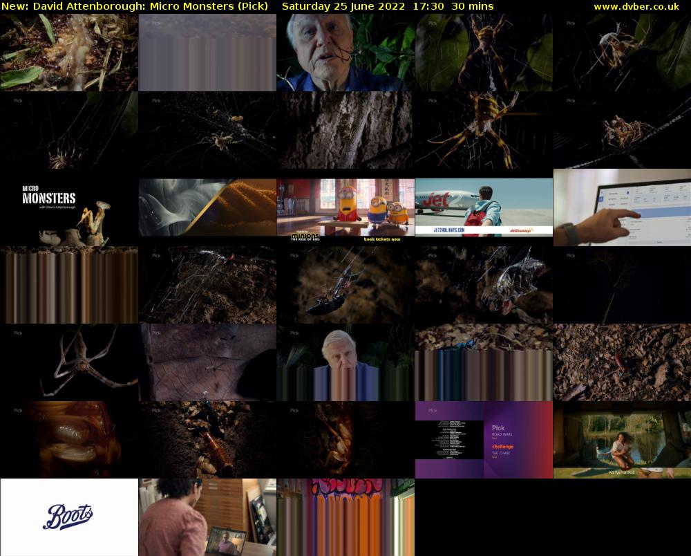 David Attenborough: Micro Monsters (Pick) Saturday 25 June 2022 17:30 - 18:00