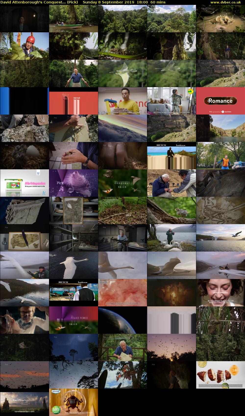 David Attenborough's Conquest... (Pick) Sunday 8 September 2019 18:00 - 19:00
