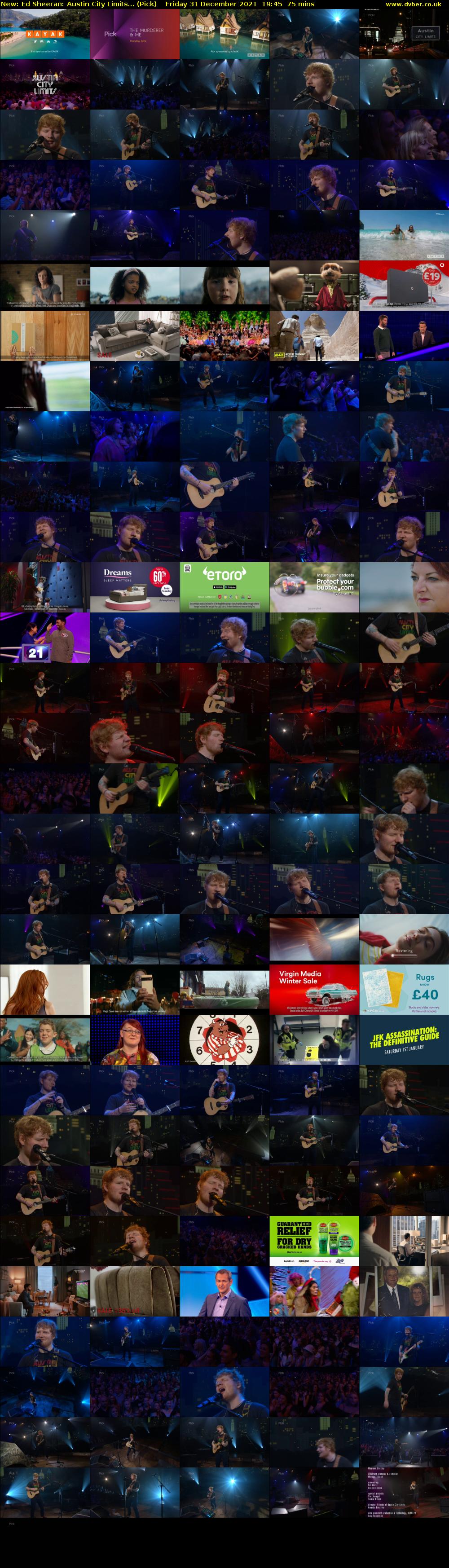Ed Sheeran: Austin City Limits... (Pick) Friday 31 December 2021 19:45 - 21:00