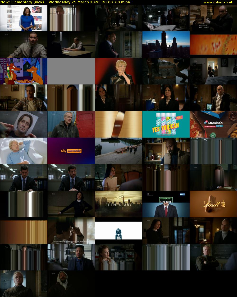 Elementary (Pick) Wednesday 25 March 2020 20:00 - 21:00