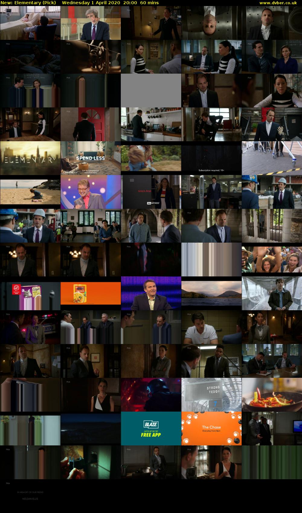 Elementary (Pick) Wednesday 1 April 2020 20:00 - 21:00