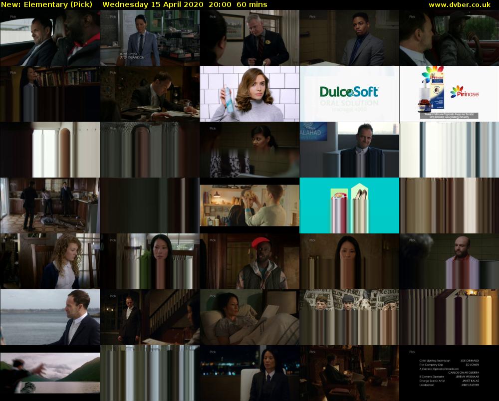 Elementary (Pick) Wednesday 15 April 2020 20:00 - 21:00
