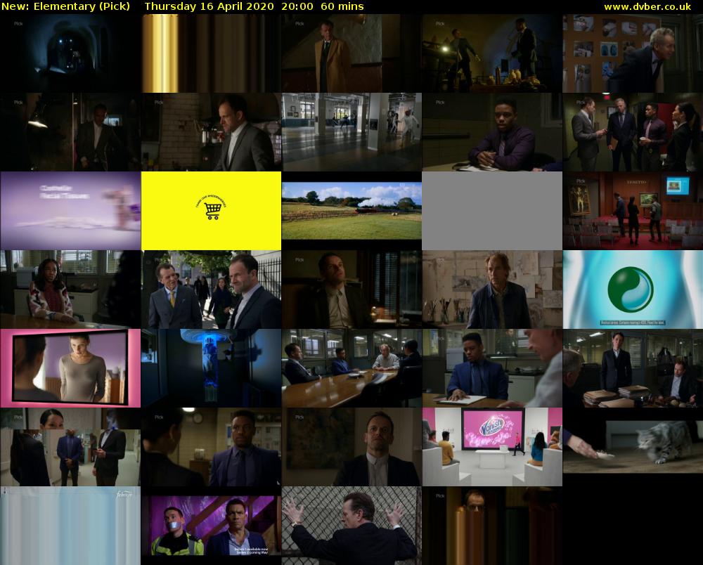Elementary (Pick) Thursday 16 April 2020 20:00 - 21:00