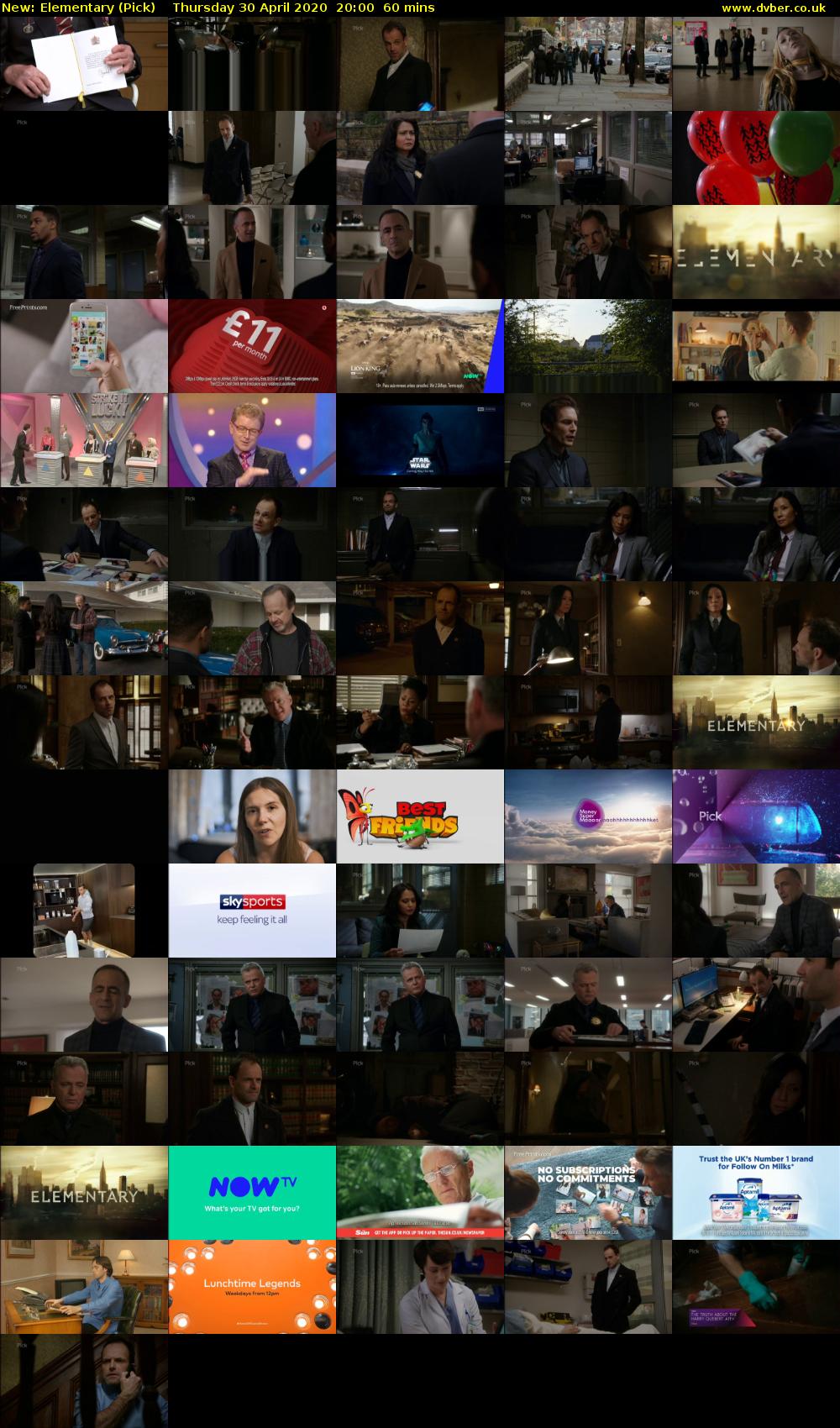 Elementary (Pick) Thursday 30 April 2020 20:00 - 21:00