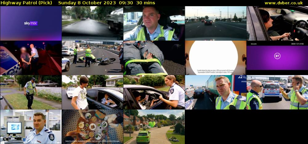 Highway Patrol (Pick) Sunday 8 October 2023 09:30 - 10:00