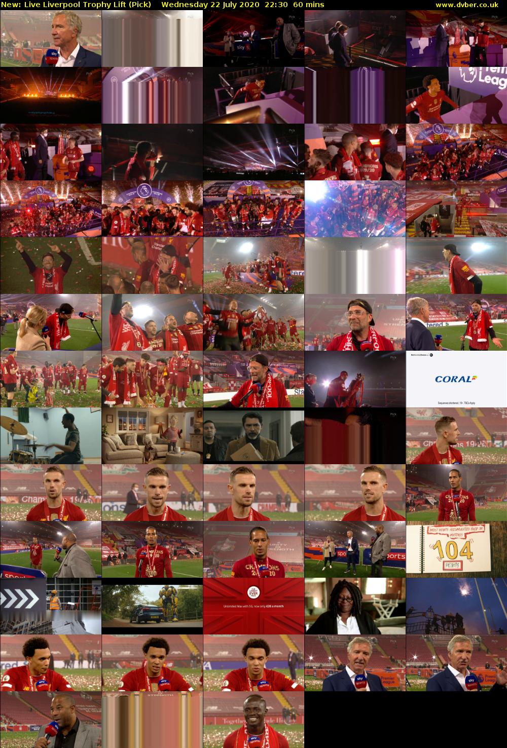 Live Liverpool Trophy Lift (Pick) Wednesday 22 July 2020 22:30 - 23:30