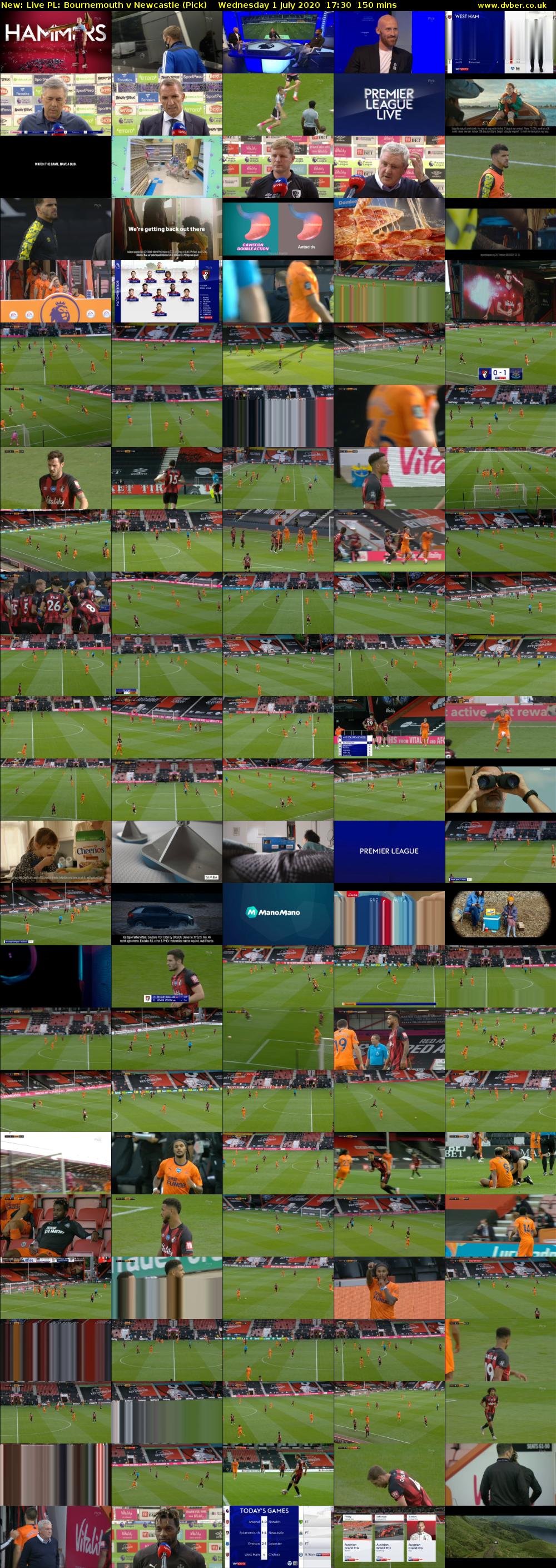 Live PL: Bournemouth v Newcastle (Pick) Wednesday 1 July 2020 17:30 - 20:00