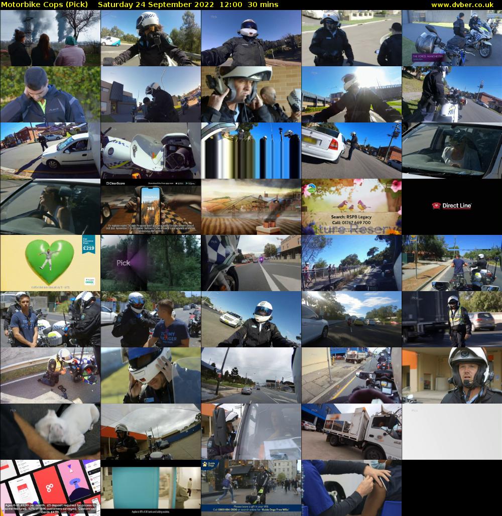 Motorbike Cops (Pick) Saturday 24 September 2022 12:00 - 12:30