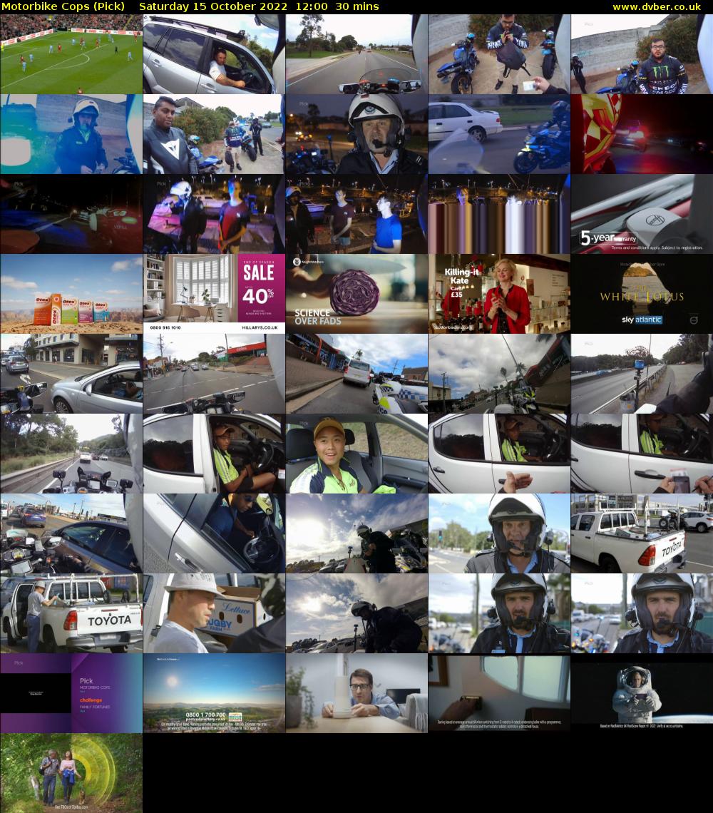Motorbike Cops (Pick) Saturday 15 October 2022 12:00 - 12:30