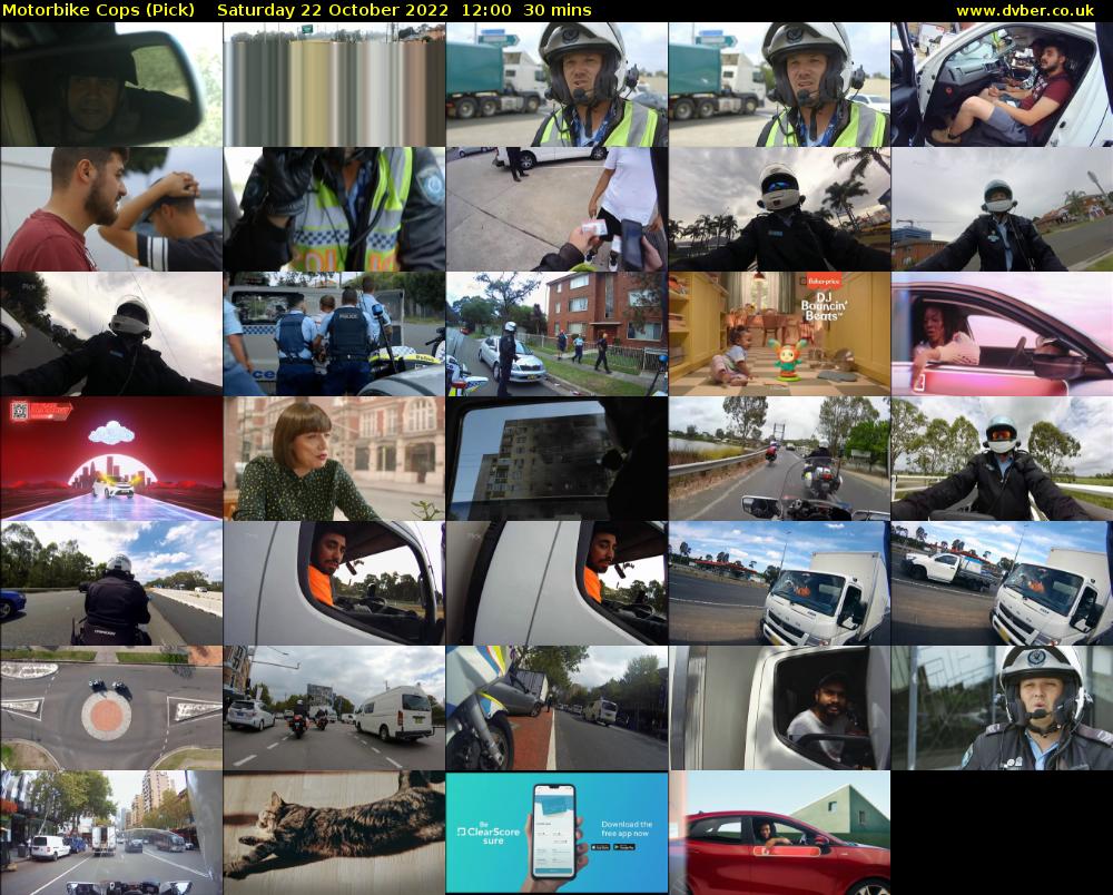 Motorbike Cops (Pick) Saturday 22 October 2022 12:00 - 12:30
